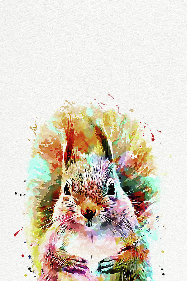 Squirrell Painting multicolored animal art