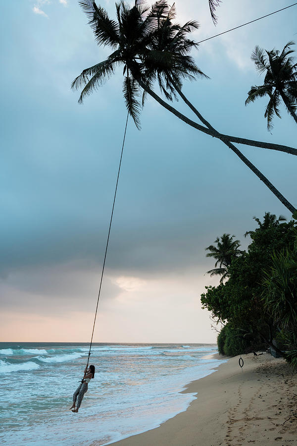 Sri Lanka, Southern Province, Rope Swing, Talpe Beach Digital Art by Ben Pipe