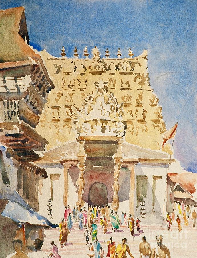 Travel Painting - Sri Padmanabhaswamy Temple, Trivandrum by Clive Wilson