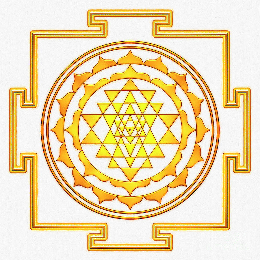 Sri Yantra - Golden Yellow Digital Art by Dirk Czarnota