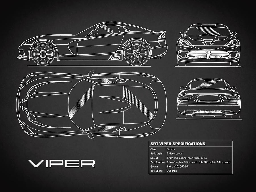 Viper Photograph - SRT Viper Blueprint by Mark Rogan