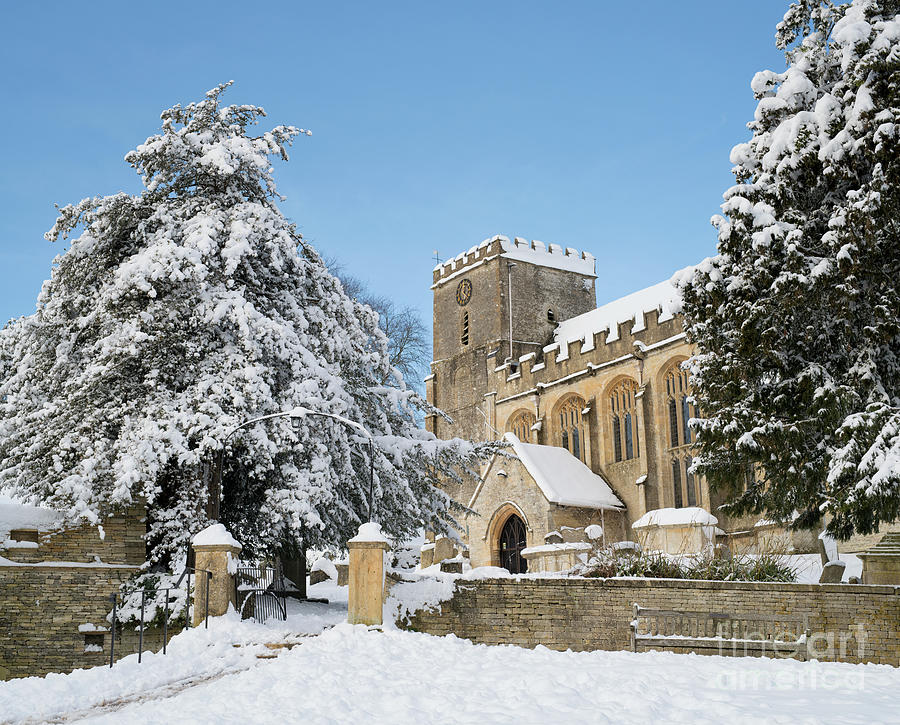 St Andrews Church Chedworth in the Snow Photograph by Tim Gainey