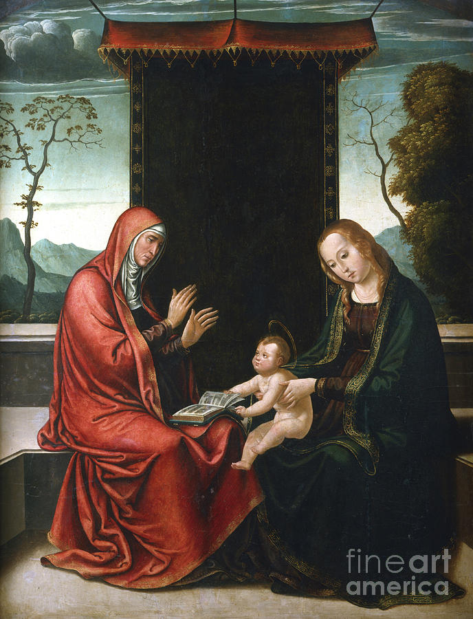 St Anne, The Virgin And Child Drawing by Print Collector