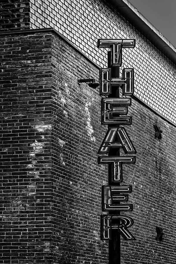 St. Anns Warehouse Theatre BW Photograph by Susan Candelario