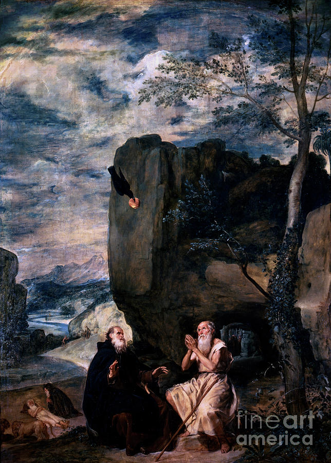St Anthony And St Paul, The Hermit Drawing by Print Collector