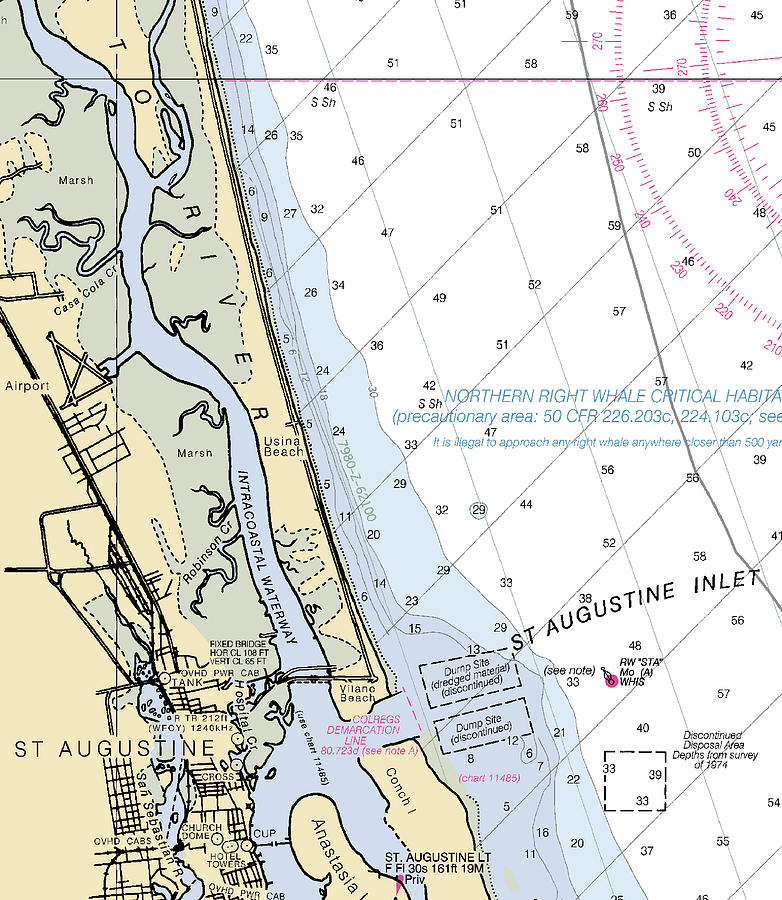 St Augustine florida Nautical Chart _v2 Mixed Media by Bret Johnstad