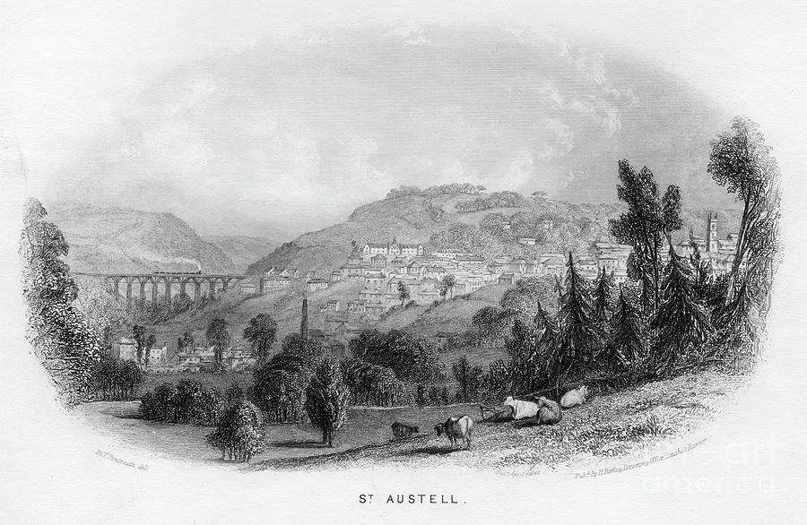 Black And White Drawing - St Austell, 1860 by Print Collector