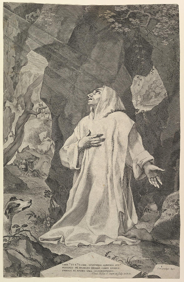 St. Bruno Drawing by Claude Mellan
