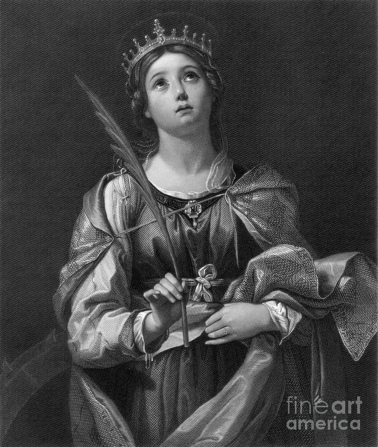 St Catherine, 19th Century.artist F Drawing by Print Collector