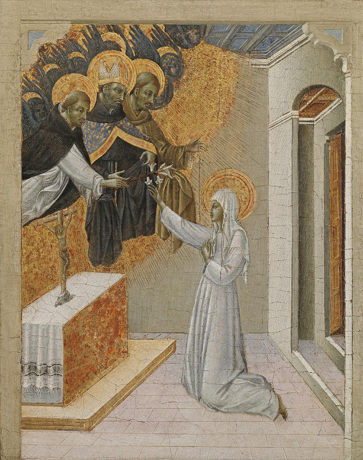 St. Catherine of Siena Invested with the Dominican Habit Painting by Giovanni di Paolo