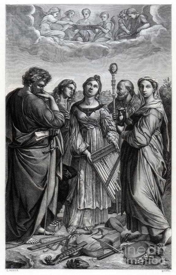 St Cecilia, 1514 1870. Artist Quesnel Drawing by Print Collector