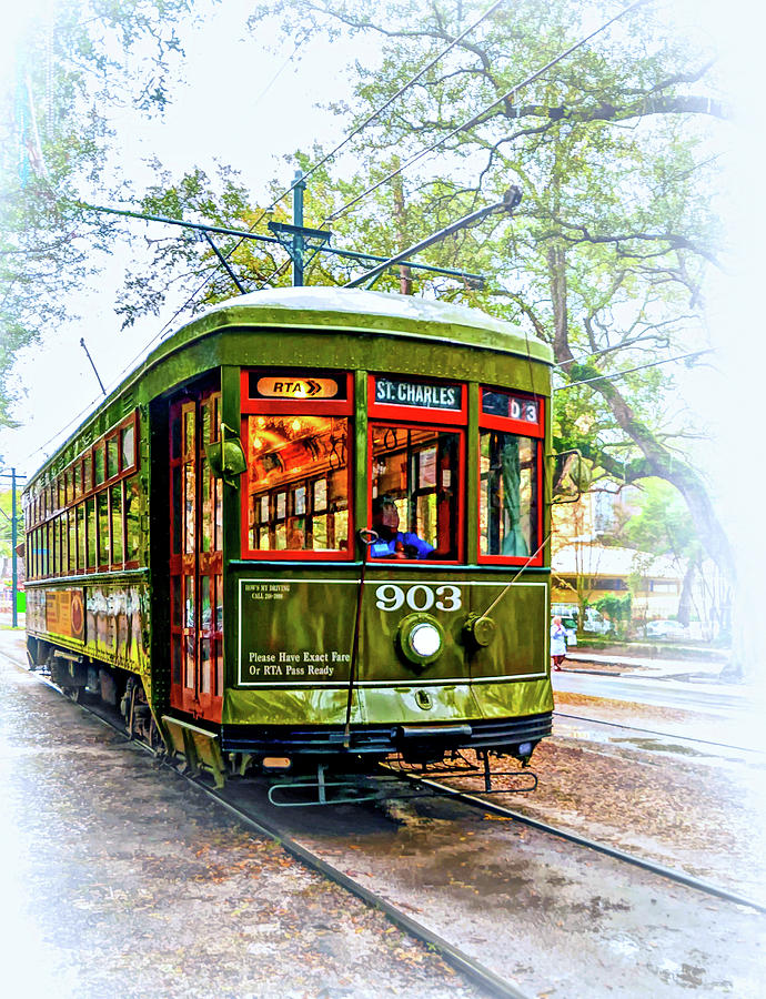 St. Charles Streetcar 2 - Vignette Photograph by Steve Harrington