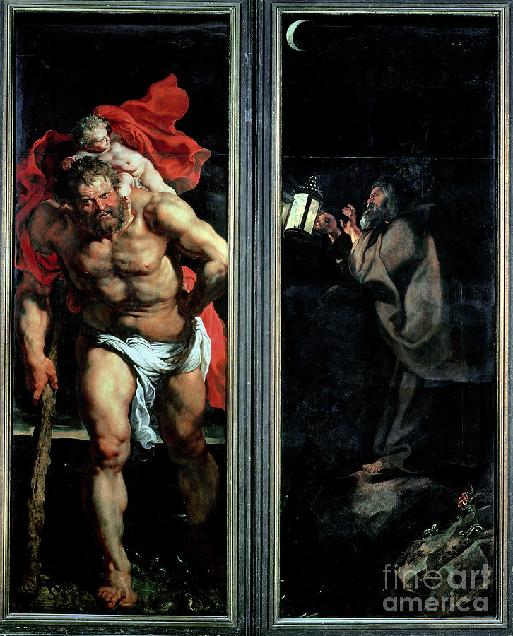 St. Christopher And The Hermit, Outside Shutters Of The Descent From The Cross Triptych, 1611-14 Painting by Peter Paul Rubens