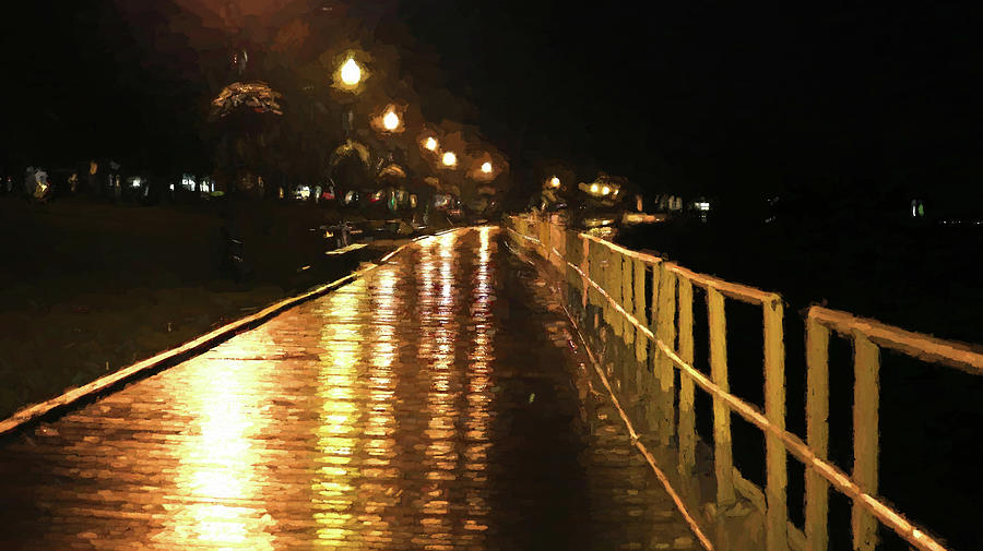St Clair Boardwalk After Rain Painterly 091319 Photograph by Mary Bedy