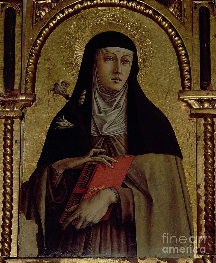 St. Clare, Detail From The Santa Lucia Triptych Painting by Carlo Crivelli
