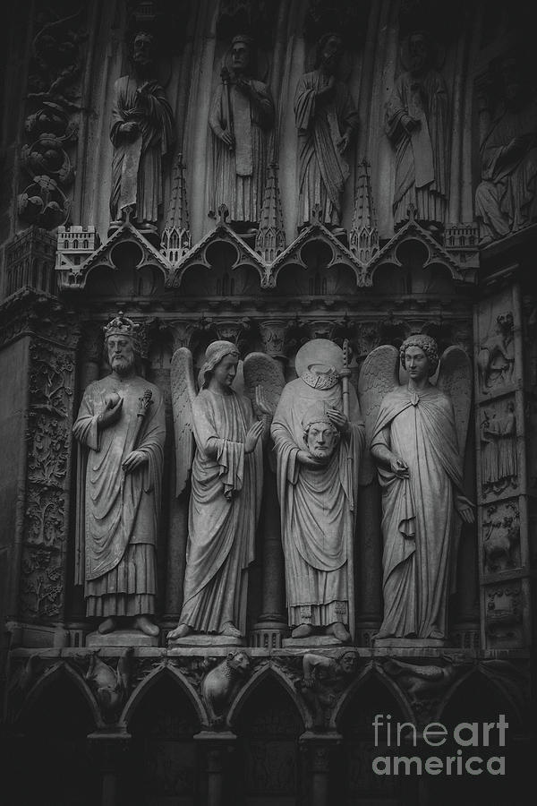 St. Denis and Angel Statues at Notre Dame, Paris 2016 Photograph by Liesl Walsh