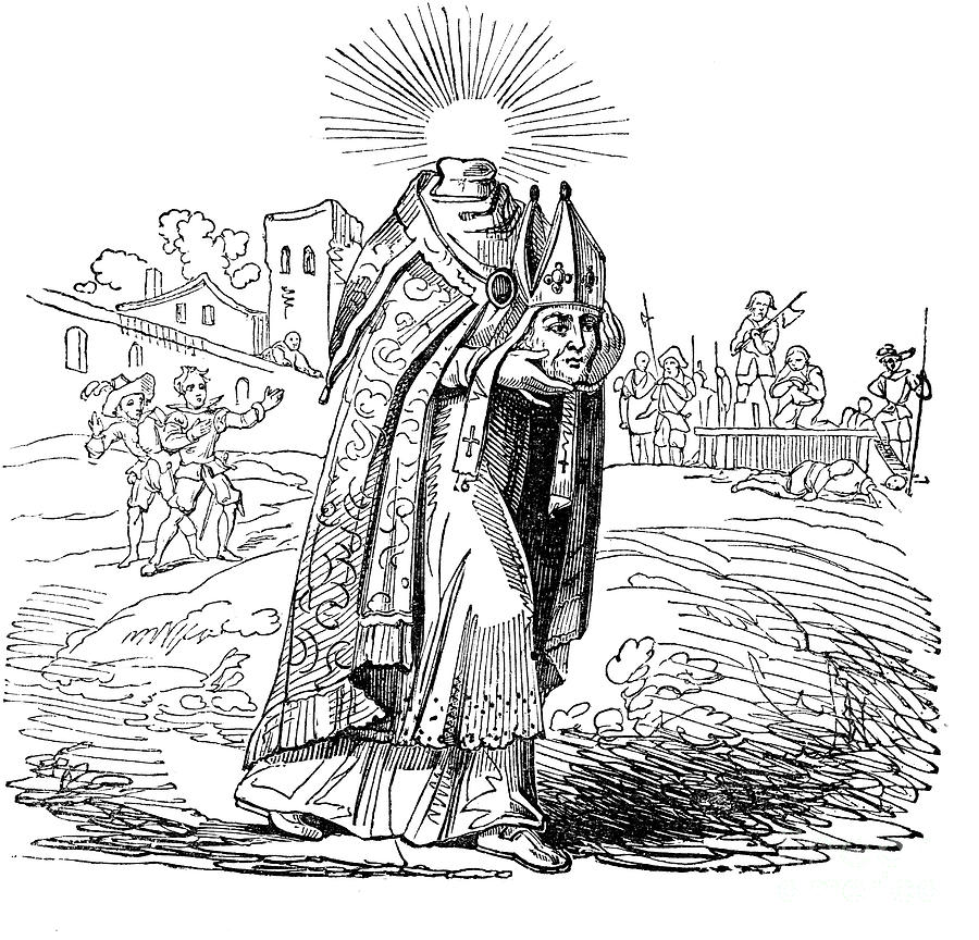 St Denis, Patron Saint Of France, 1826 Drawing by Print Collector