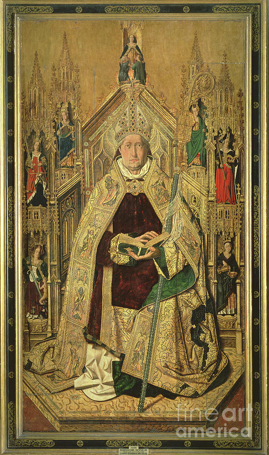 St. Dominic Enthroned As Abbot Of Silos, 1474 Painting by Bermejo