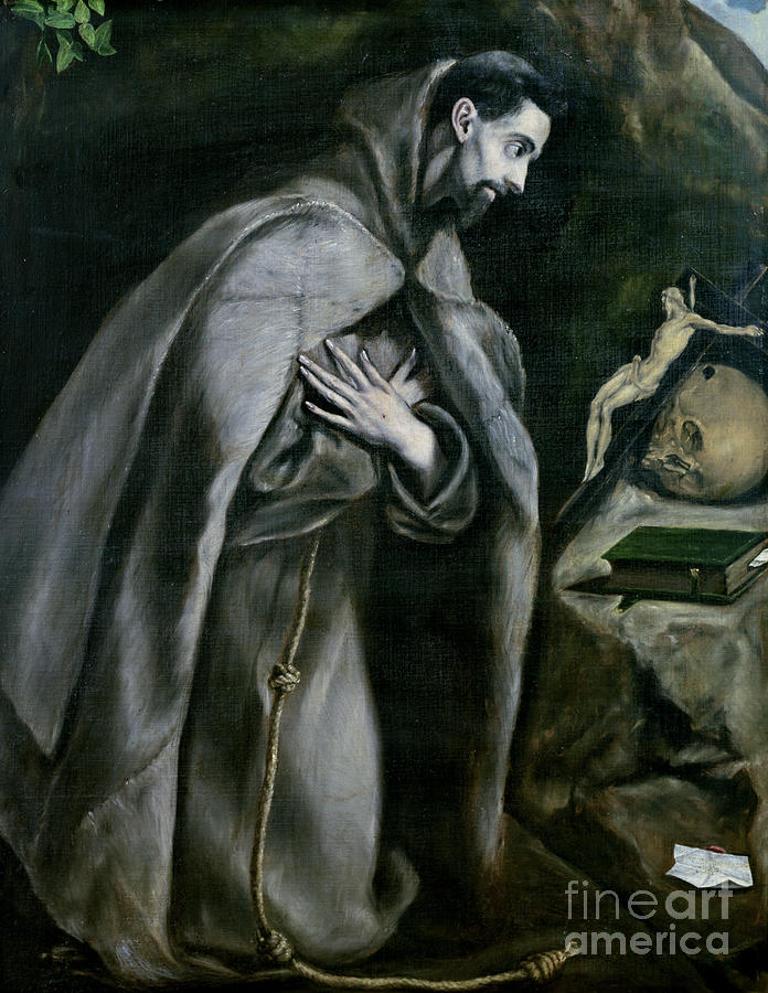 Prayer Painting - St. Francis Of Assisi, 1580-95 by El Greco
