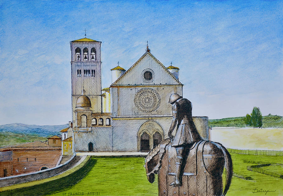 St Francis of Assisi Acquarello Painting by Dai Wynn