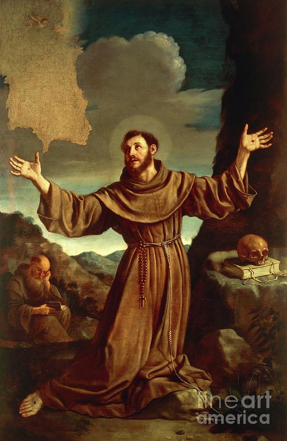 St Francis Of Assisi Receiving The Stigmata Painting by Guercino