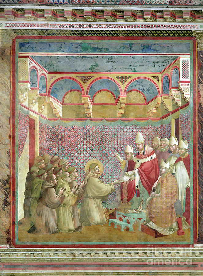 St. Francis Receives Approval Of His `regula Prima From Pope Innocent IIi Painting by Giotto