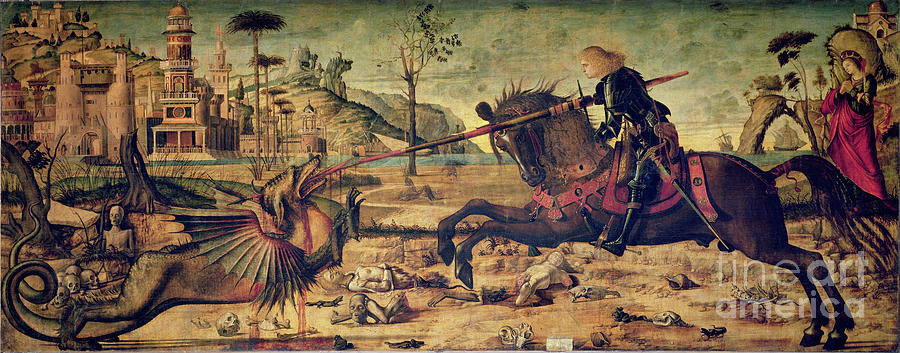 Vittore Carpaccio Painting - St. George Killing The Dragon, 1502-07 by Vittore Carpaccio