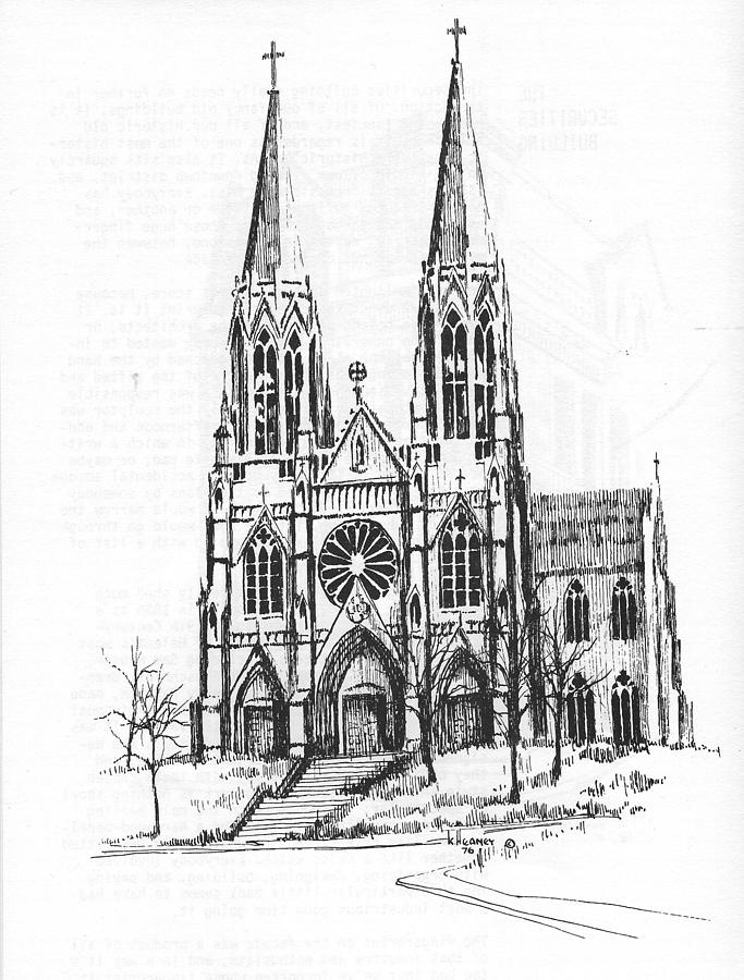 St. Helena Cathedral Helena Montana Drawing by Kevin Heaney