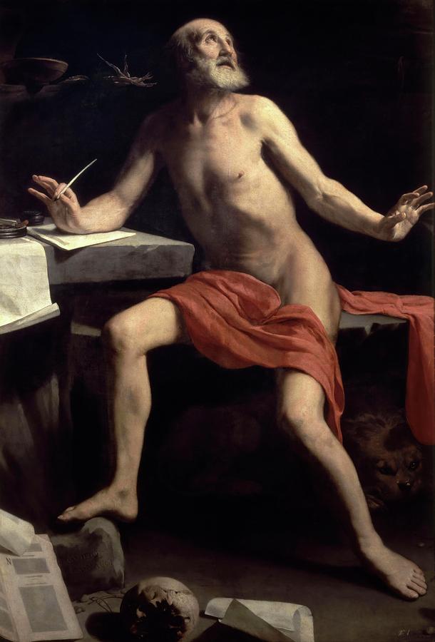St. Jerome - 1657/58 - 160x110,5 cm - oil on canvas - Italian Baroque. GUIDO CAGNACCI . Painting by Guido Cagnacci -1601-1681-