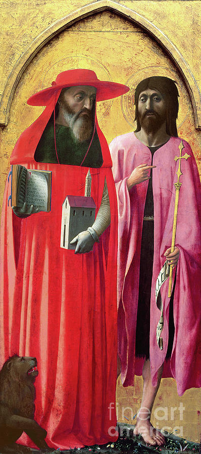 St Jerome And St John The Baptist Painting by Masaccio And Masolino