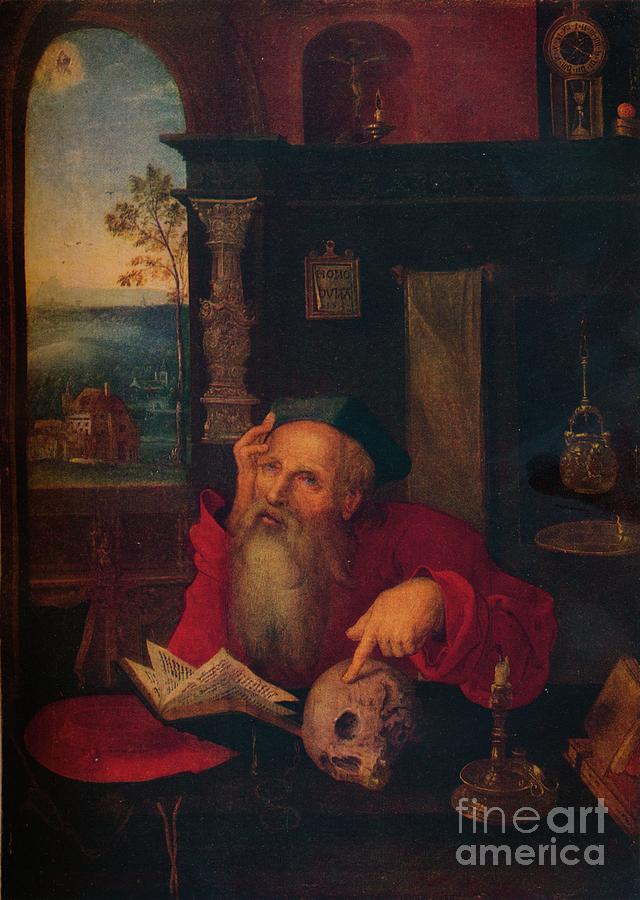 St Jerome In His Study Drawing by Print Collector