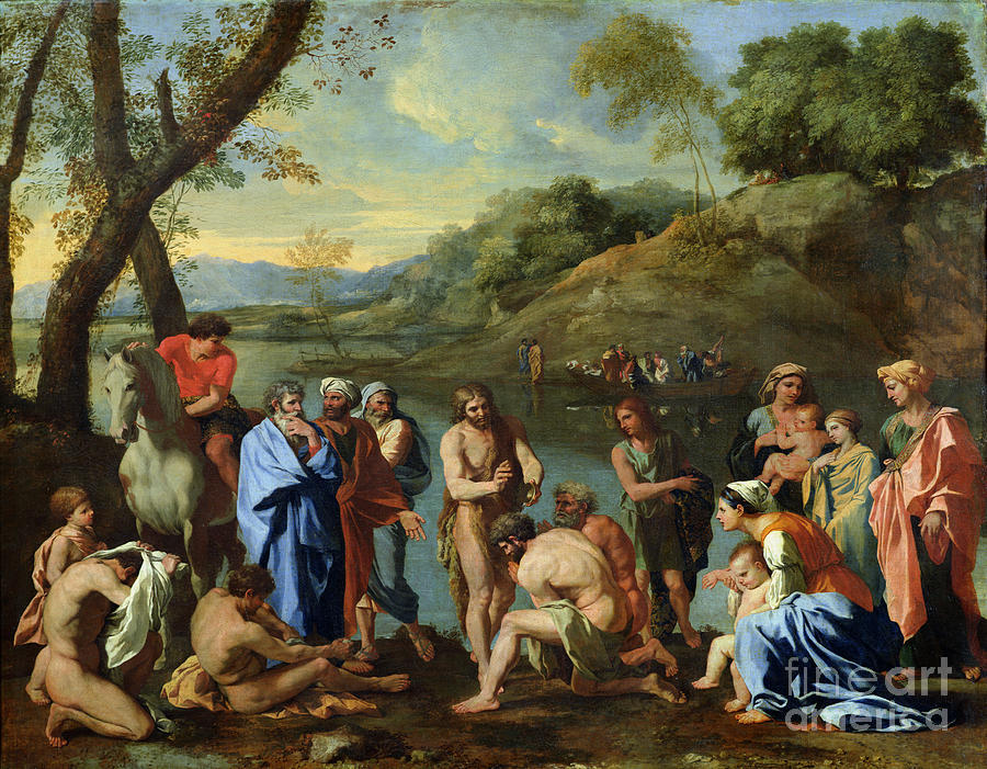 St. John Baptising The People, C.1636-7 Painting by Nicolas Poussin ...