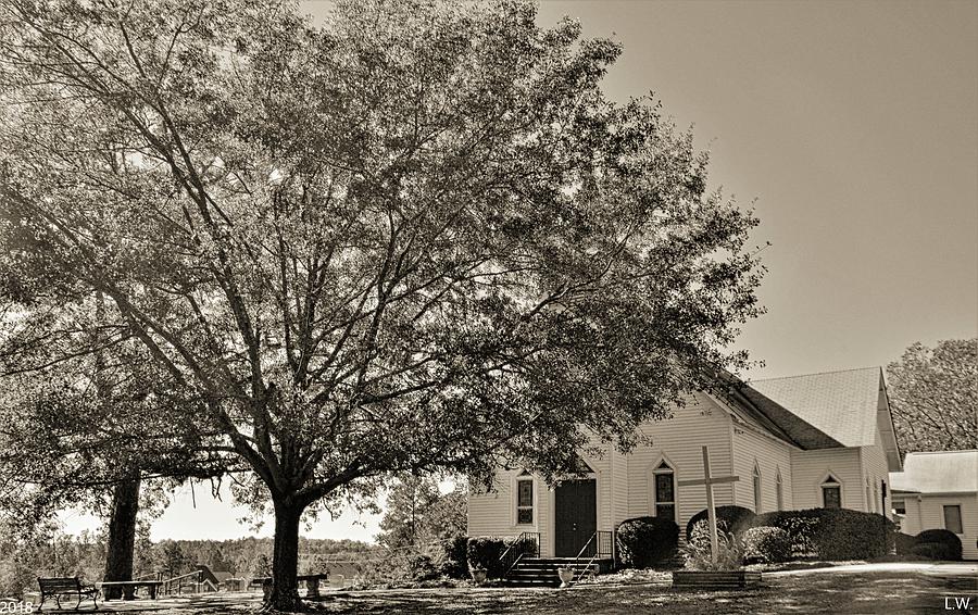St. John Lutheran Church And Cemetery Irmo South Carolina Black And White Photograph by Lisa Wooten