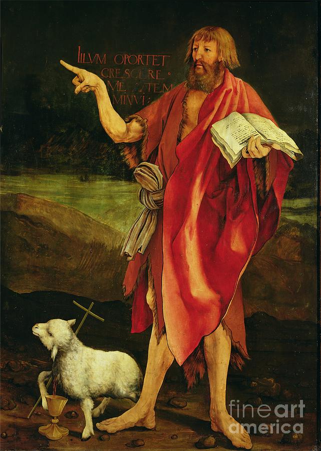 Matthias Grunewald Painting - St John The Baptist From The Isenheim Altarpiece, Oil On Panel by Matthias Grunewald