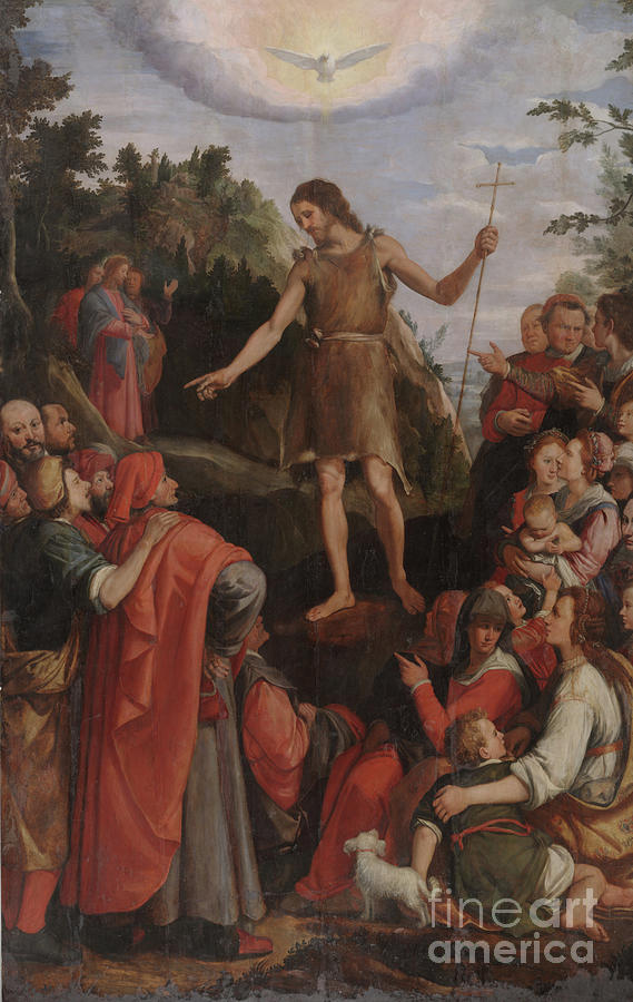 St John The Baptist Preaching In The Wilderness, 1588 Painting By Santi ...