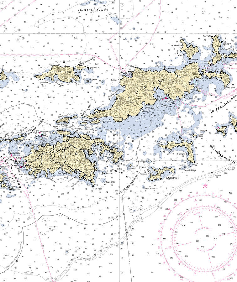 St John Tortola-virgin Islands Nautical Chart Mixed Media by Sea Koast ...