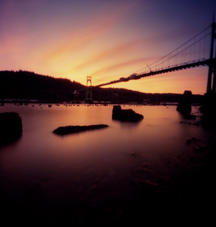 St Johns Bridge Sunset Photograph by Zeb Andrews