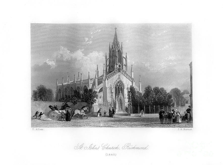 St Johns Church, Richmond, 1840.artist Drawing by Print Collector