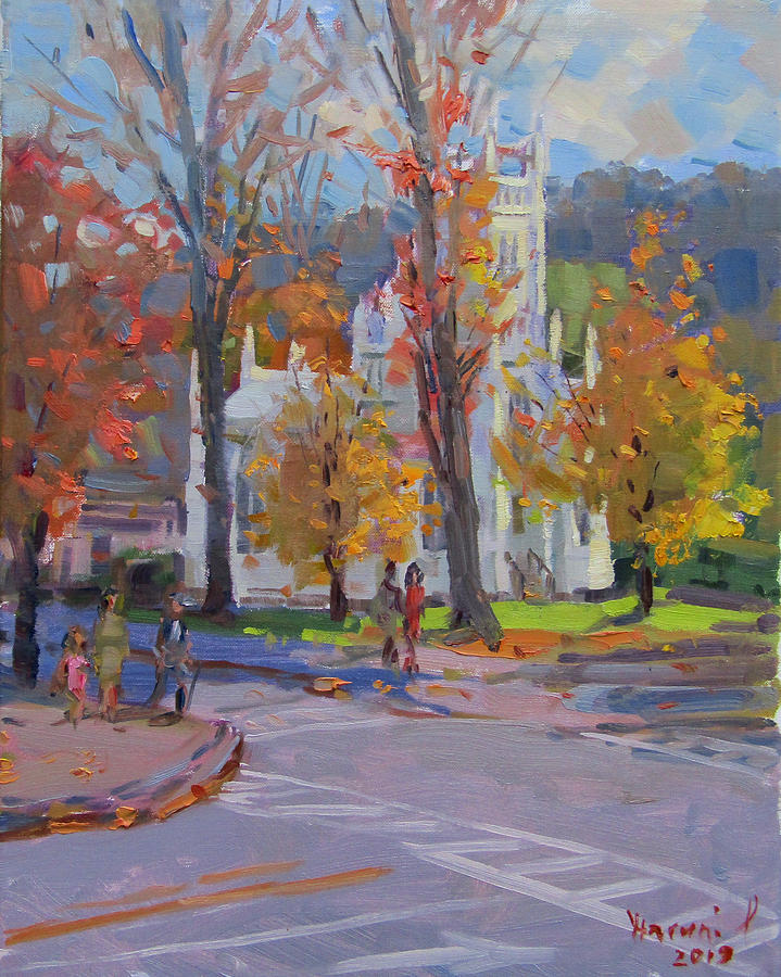 St Johns Churche in Ellicottville Village Painting by Ylli Haruni