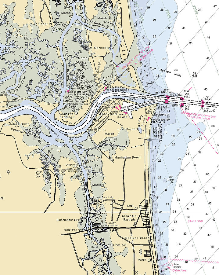 St Johns Riverflorida Nautical Chart Mixed Media by Sea Koast Pixels