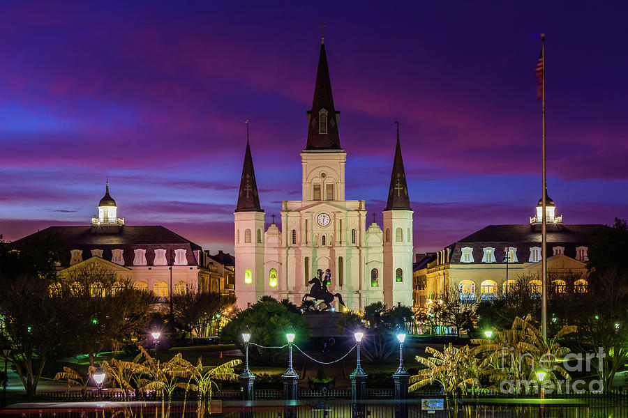 French Quarter scene in New Orleans hot by St. Louis Cathedral