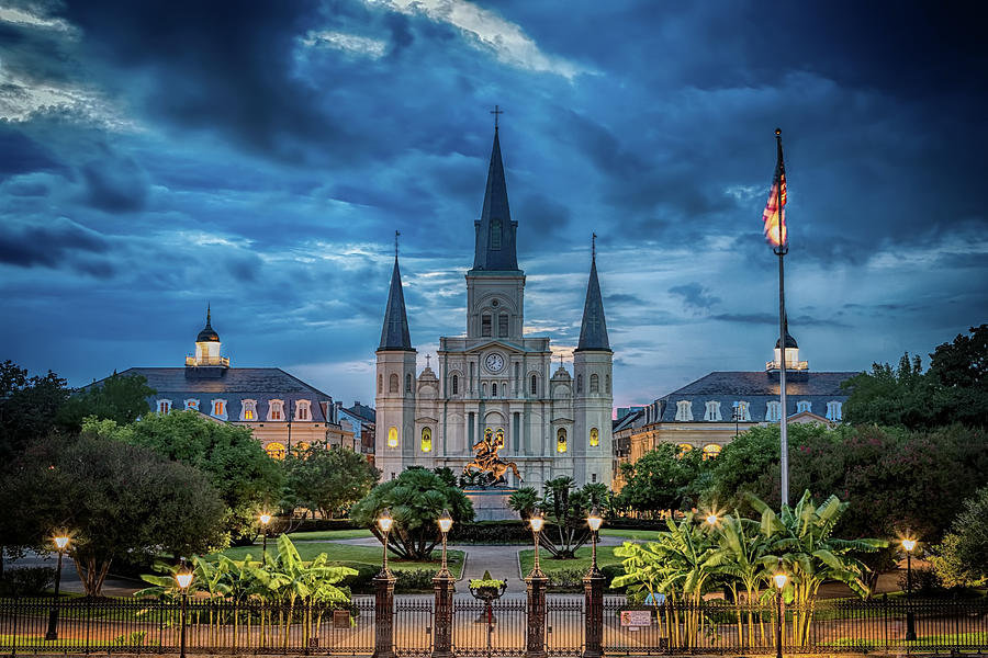 St Louis Cathedral at Night Photograph by Susan Rissi Tregoning