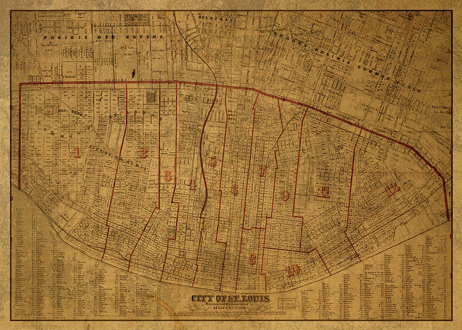St Louis Missouri Vintage City Street Map 1870 Mixed Media by Design ...