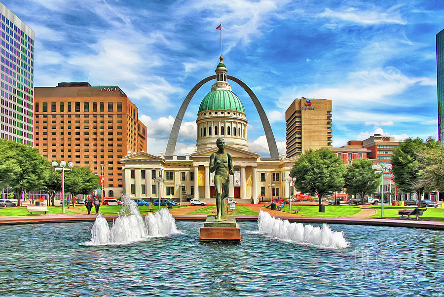 St. Louis Old Courthouse Arch and Runner Photograph by Nidhin Nishanth