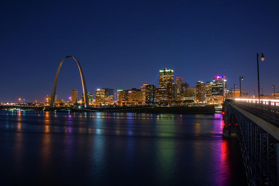 St. Louis Skyline At Night From Eads Bridge Photograph by Jay Smith