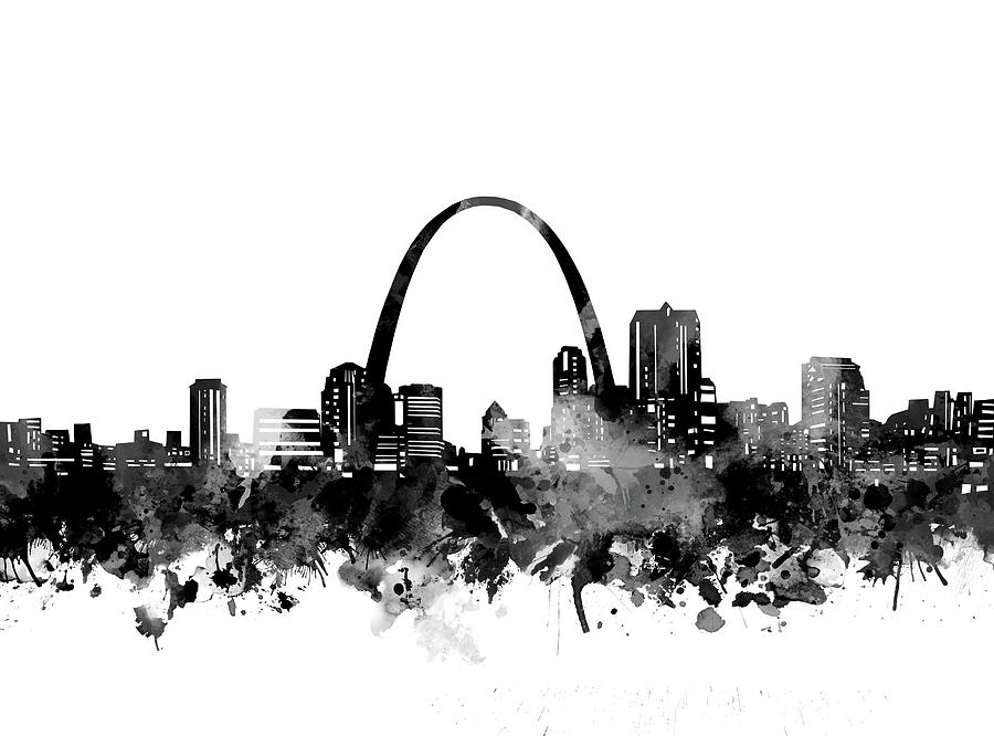 St Louis Skyline Bw Digital Art