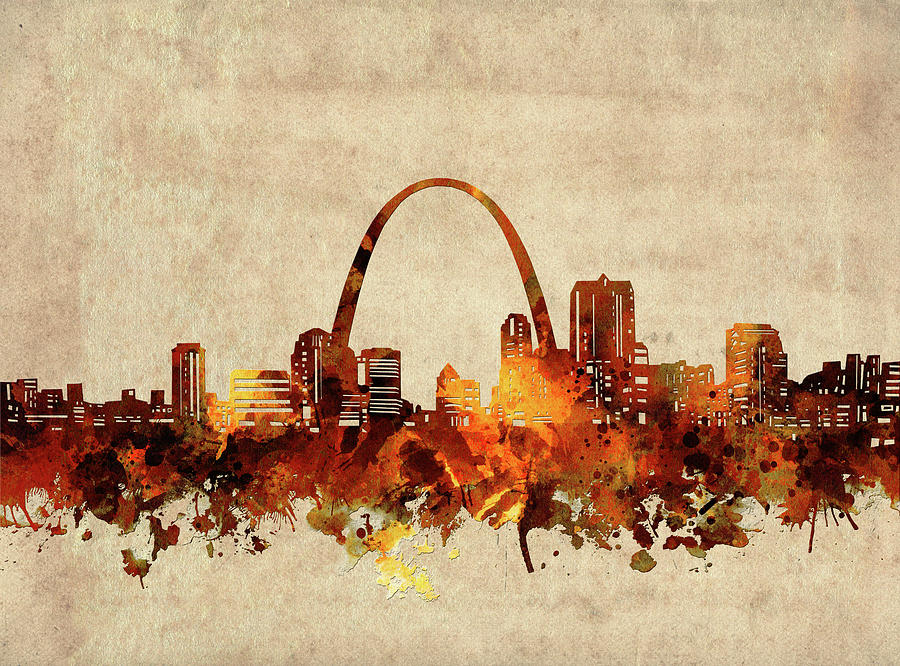 Skyline Digital Art - St Louis Skyline Sepia by Bekim M