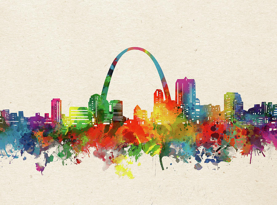 St Louis Skyline Watercolor Digital Art by Bekim M
