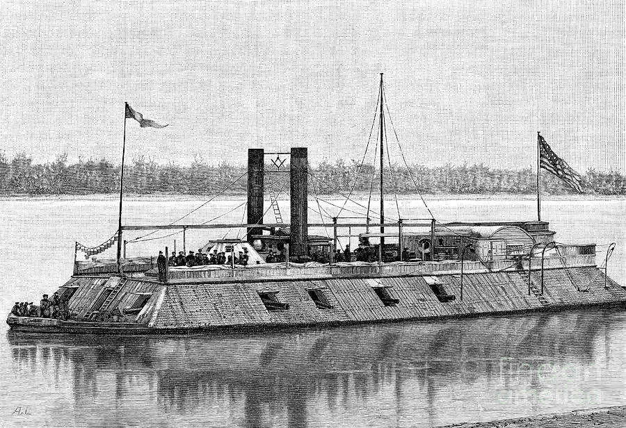 St Louis, Union Gunboat, American Civil Drawing by Print Collector