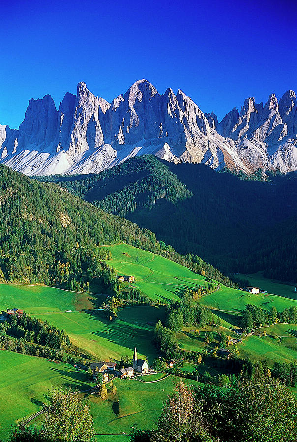 Rural Scene Photograph - St Magdalena Kalian Italian Dolomites by Peter Adams